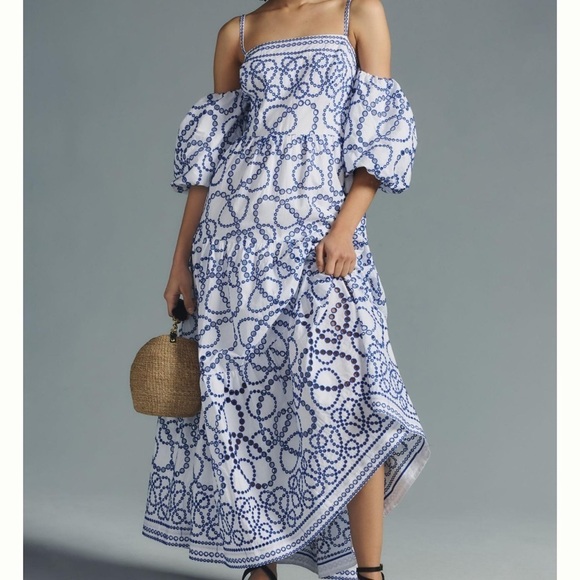 By Anthropologie Puff-Sleeve Eyelet Dress - Picture 2 of 13